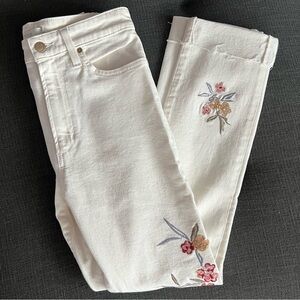Joe's Jeans Winter White ankle Jeans with Floral Embroidery